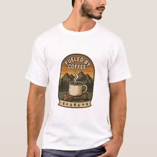 T-shirt Alimenté par Coffee Retro Camp