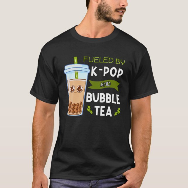 T-shirt Alimenté Par K Pop Et Bubble Tea Boba Tapioca Perl (Devant)