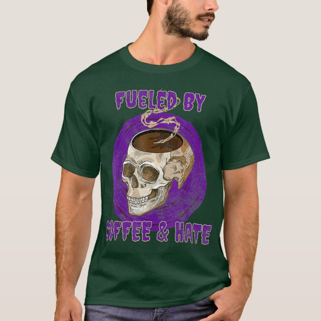 T-shirt Alimenté par le café et la haine Misanthropique se (Devant)