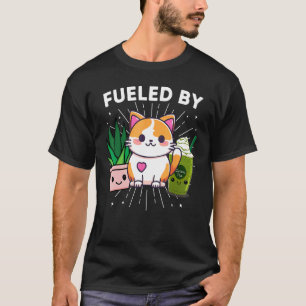 T-shirt Alimenté par les chats plantes thé vert matcha gla