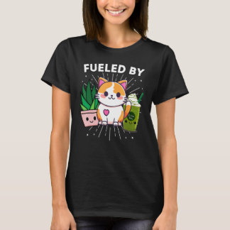 T-shirt Alimenté par les chats plantes thé vert matcha gla