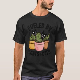 T-shirt Alimenté par les plantes et les chats Cactus Jardi