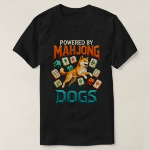 T-shirt Alimenté par Mahjong et Chiens Shiba Inu Géométriq