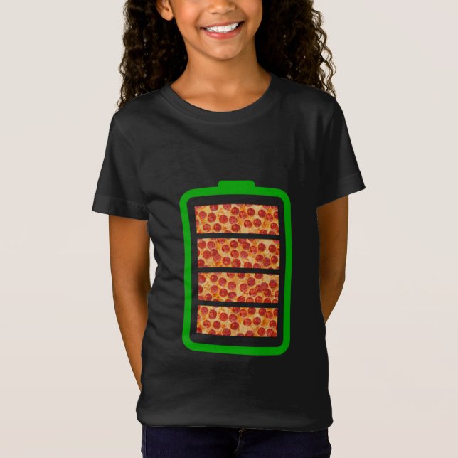 T-Shirt Alimenté Par Pizza - Amateurs De Pizza (Devant)