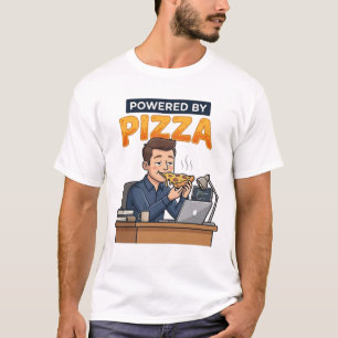 T-shirt Alimenté par Pizza - Drôle de programmeur et joueu