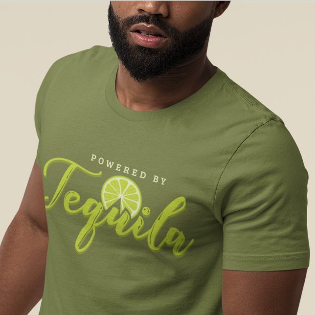 T-shirt Alimenté par Tequila Lime Verte Farce de Fête Drôl (Funny Cute Bachelor Party Powered By Tequila Mens T-Shirt)