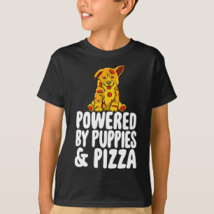 T-shirt Alimentée Par Des Chiots Et Des Pizzas Drôle Femme