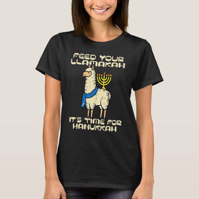 T-shirt Alimentez votre Llamakah Llama Hanoukka Pajamas Ch (Devant)
