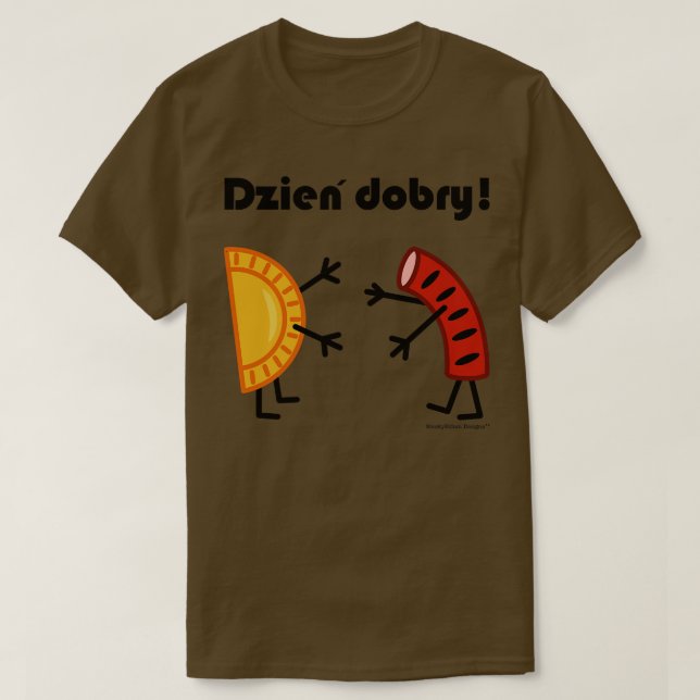 T-shirt Aliments polonaises conviviaux Pierogi et Kielbasa (Design devant)