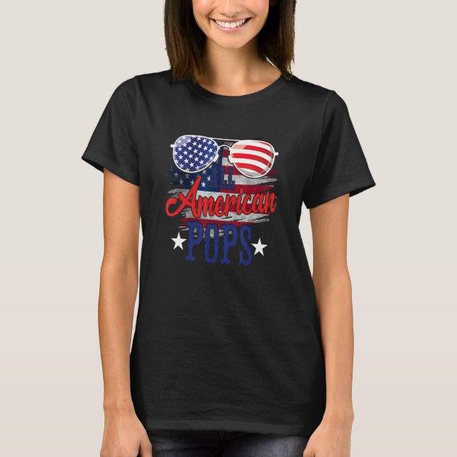 T-shirt All American Pops Sunglasses US Flag 4th of July P (Devant)