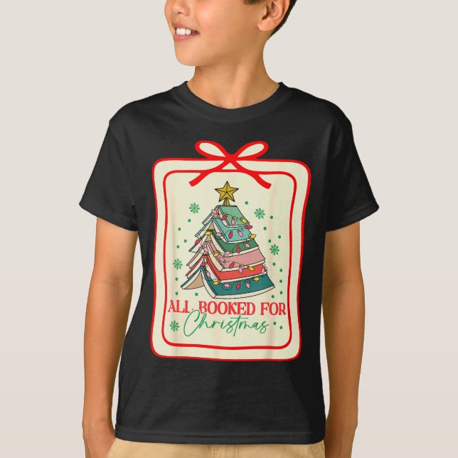 T-shirt All Booked For Christmas Coquette Bow Tree Lights  (Devant)