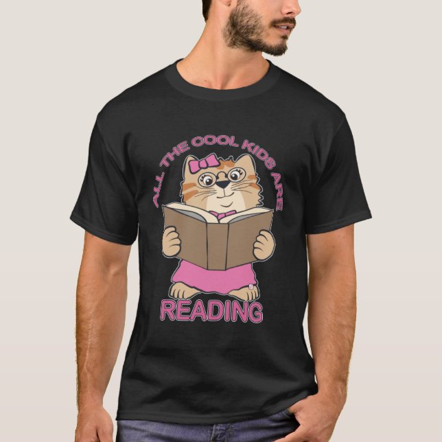 T-shirt All Cool Kids Are Reading Book Nerd  Reading Teach (Devant)