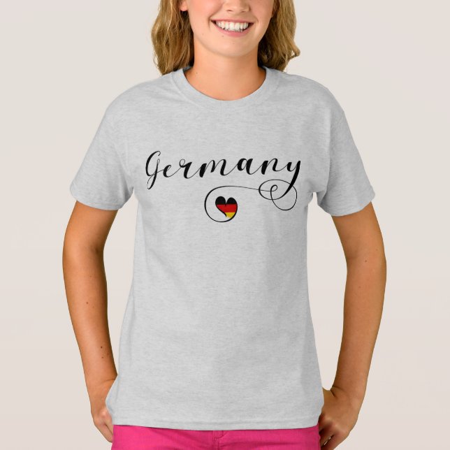 T-shirt Allemagne Coeur, drapeau allemand (Devant)