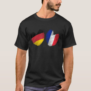T-shirt Allemagne France Coeur Allemand Drapeau Français G