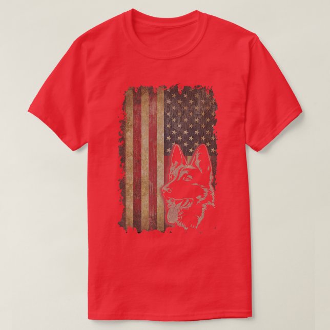 T-shirt Allemand Berger Américain Drapeau Amusant Chien Pr (Design devant)