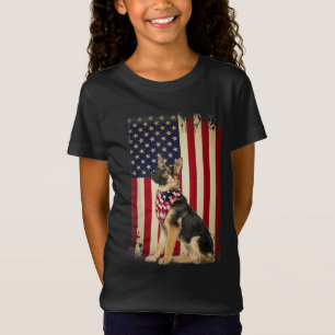 T-Shirt Allemand Berger Drapeau Américain Indépendance 4e