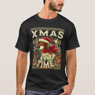 T-shirt Allemand Raccourci X Mas Heure Chien Noël Père Noë