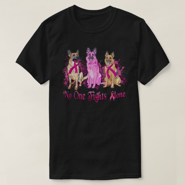 T-shirt Allemand Shepherd Pink Ribbon Prix du cancer du se (Design devant)