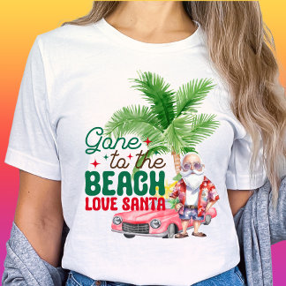 T-shirt Aller À La Plage Aimer Père Noël-Noël Tropical