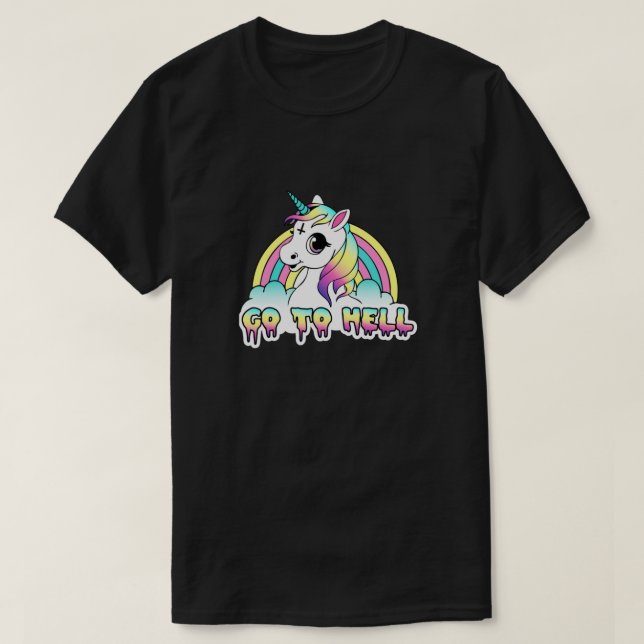 T-shirt Aller À L'Enfer Pastel Goth Unicorn Classic (Design devant)