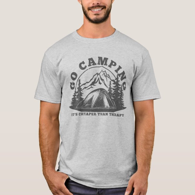 T-shirt Aller Camping moins cher que Thérapie Drôle Citati (Devant)