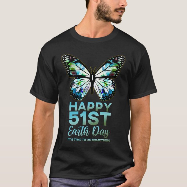 T-shirt Alles Gute zum 51st Day der Erde Monarch Flower Bu (Devant)