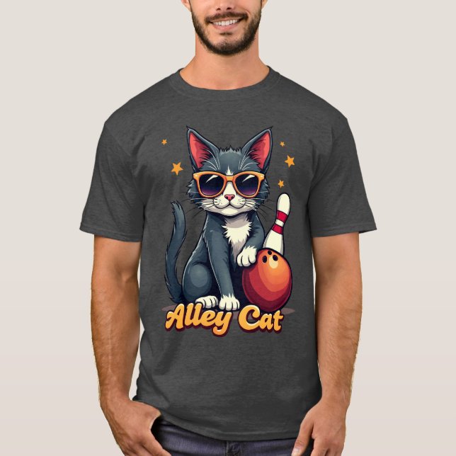 T-shirt Alley Cat Bowling Funny Cat Bowler (Devant)