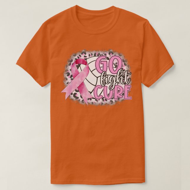 T-shirt Allez combattre un volleyball rose Cure Cancer du  (Design devant)