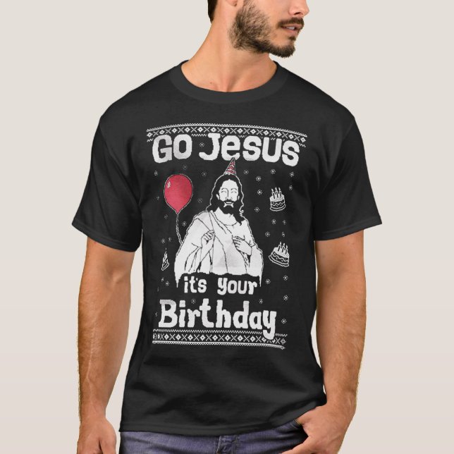 T-shirt Allez, Jésus, c'est votre vilain pull de Noël (Devant)
