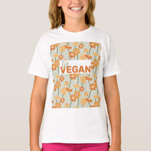 T-shirt Allez Vegan ! Joli rétro muté fleurs des années 19