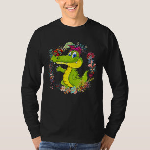 T-shirt Alligator Bow Cravate Léopard Fleurs Famille Happy
