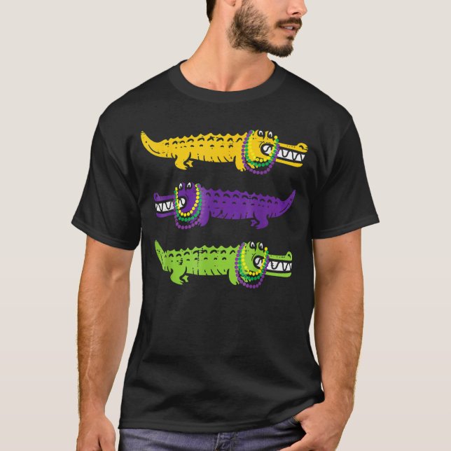T-shirt Alligator Crocodiles Louisiana Mardi Gras Party Bo (Devant)