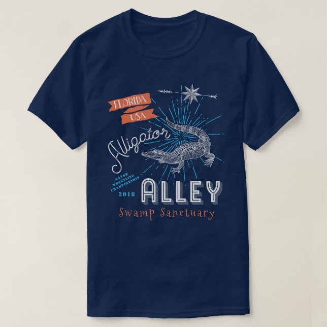 T-shirt Alligator de marais de la Floride d'allée (Design devant)