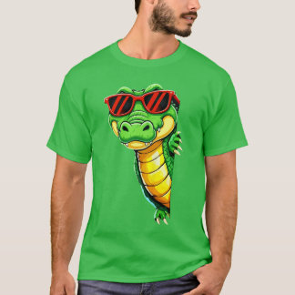 T-shirt Alligator Drôle avec Lunettes de Soleil Amoureux p