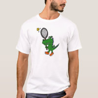 Alligator drôle d'AL jouant au tennis