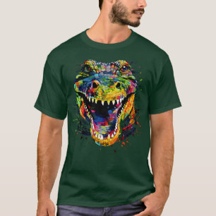 T-shirt Alligator Face Colorful Wild Art Gator Amour