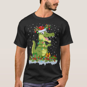 T-shirt Alligator Lover Matching Santa Lighting Alligator 