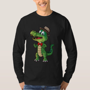 T-shirt Alligator Souriant Avec Casquette Et Bow Cravate D