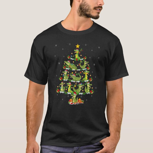 T-shirt Alligator  Xmas Lights Alligator Christmas Tree (Devant)