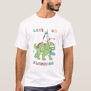 T-shirt Allons nager (Homme) Unicorne équitation Dinosaure