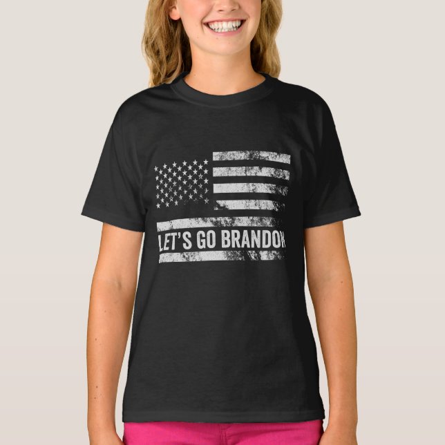 T-shirt Allons voir Brandon Funny Patriotic American Flag (Devant)