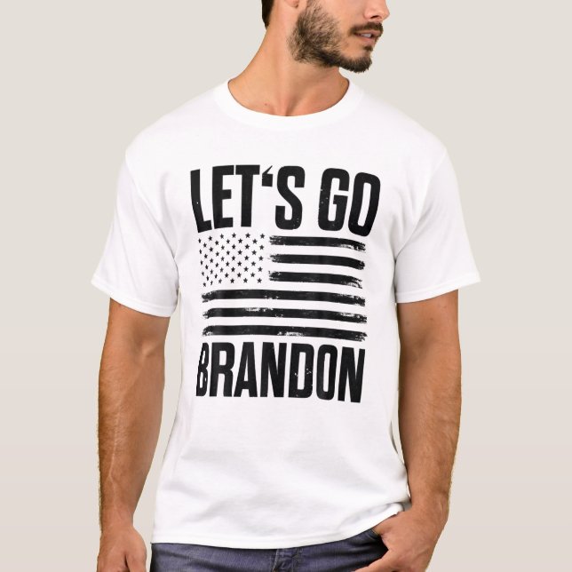 T-shirt Allons voir Brandon US Distressed Flag (Devant)