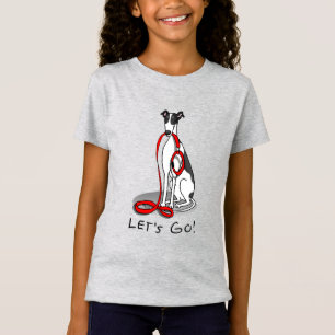 T-Shirt Allons-y ! (marcher) Chien gris (noir blanc) Drôle