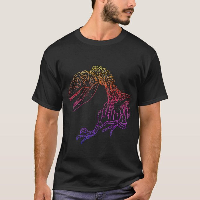 T-shirt Allosaurus Skeleton Rainbow (Devant)
