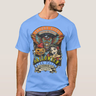T-shirt Alloween adulte tour ou traiter la nuit d'horreur