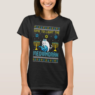 T-shirt Allumez La Menorah Féline Juive Chandelier Chat Dé