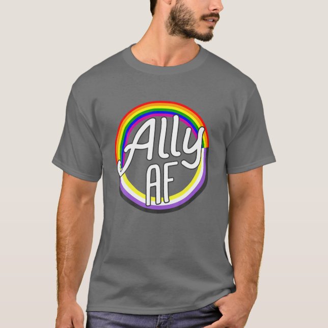T-shirt ALLY AF Drapeau non binaire Enby NB Égalité LGBT P (Devant)