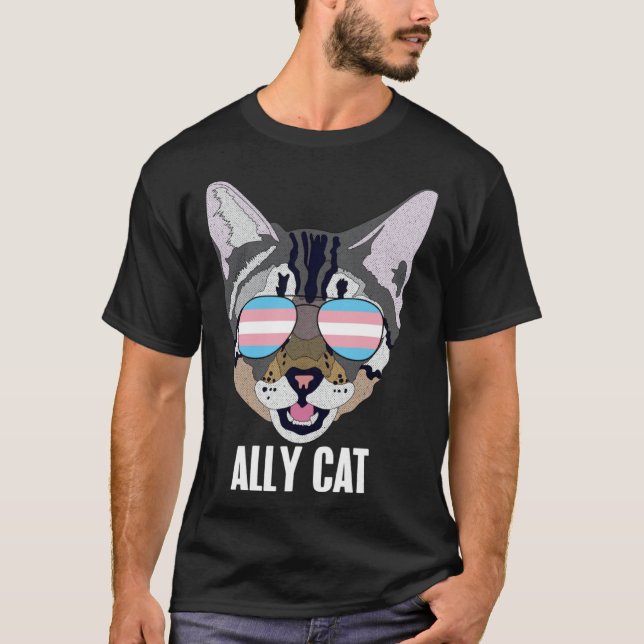 T-shirt Ally Cat Funny Cat Trans Pride (Devant)