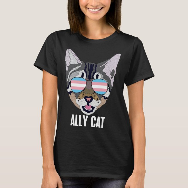 T-shirt Ally Cat Funny Cat Trans Pride (Devant)