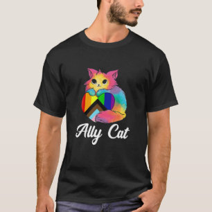 T-shirt Ally Cat LGBT Arc-en-ciel Gay pride Drapeau Coeur